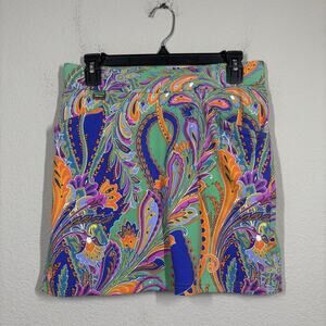 Polo Ralph Lauren Womens Small Paisley Golf Skort Skirt Green Performance
